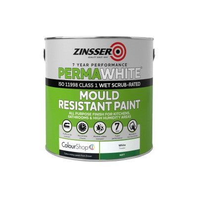 ZINSSER PERMA WHITE MATT MOULD RESISTANT PAINT 2.5L