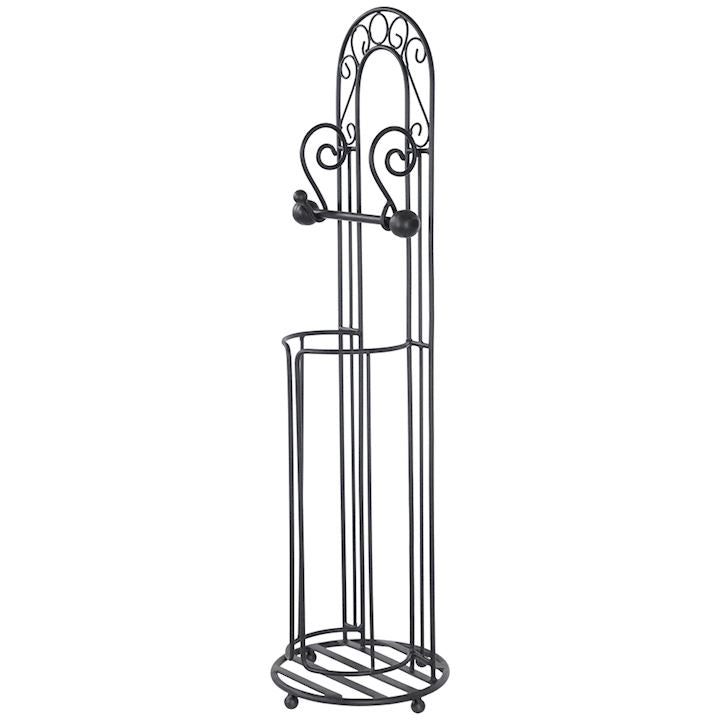 BLACK TOILET ROLL HOLDER WITH STORAGE