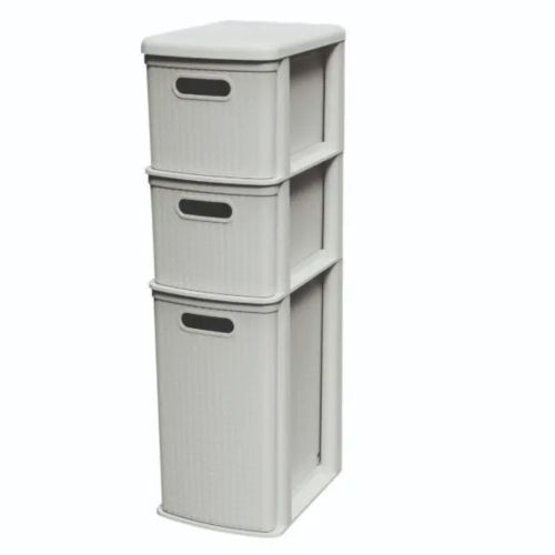 FIGARO ALMOND 3 DRAWER PVC STORAGE