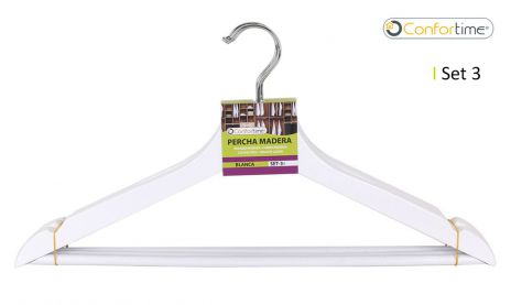 SET 3 WHITE WOODEN HANGERS