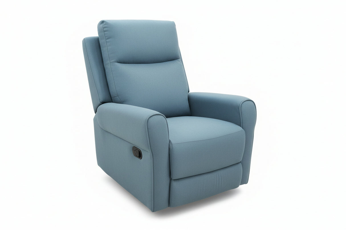 Beige Ostia single recliner chair with padded upholstery and reclining function.