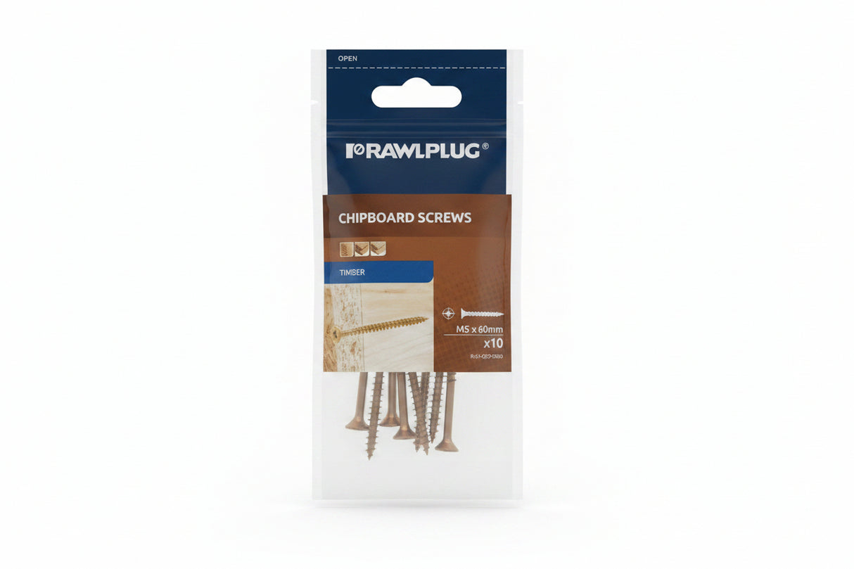 Rawlplug Chipboard Screws M5 x 60mm Pack of 10