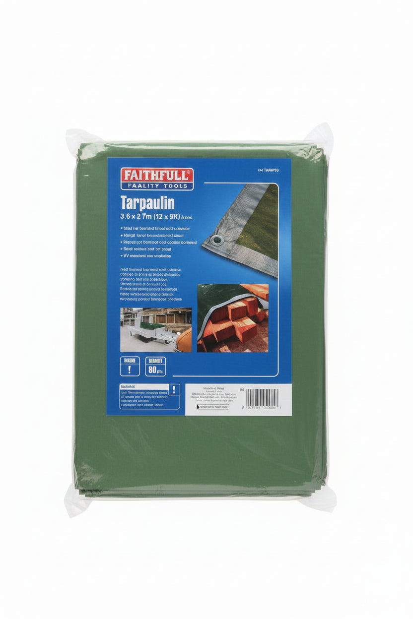 Faithfull Tarpaulin Green/Silver 12ft x 9ft
