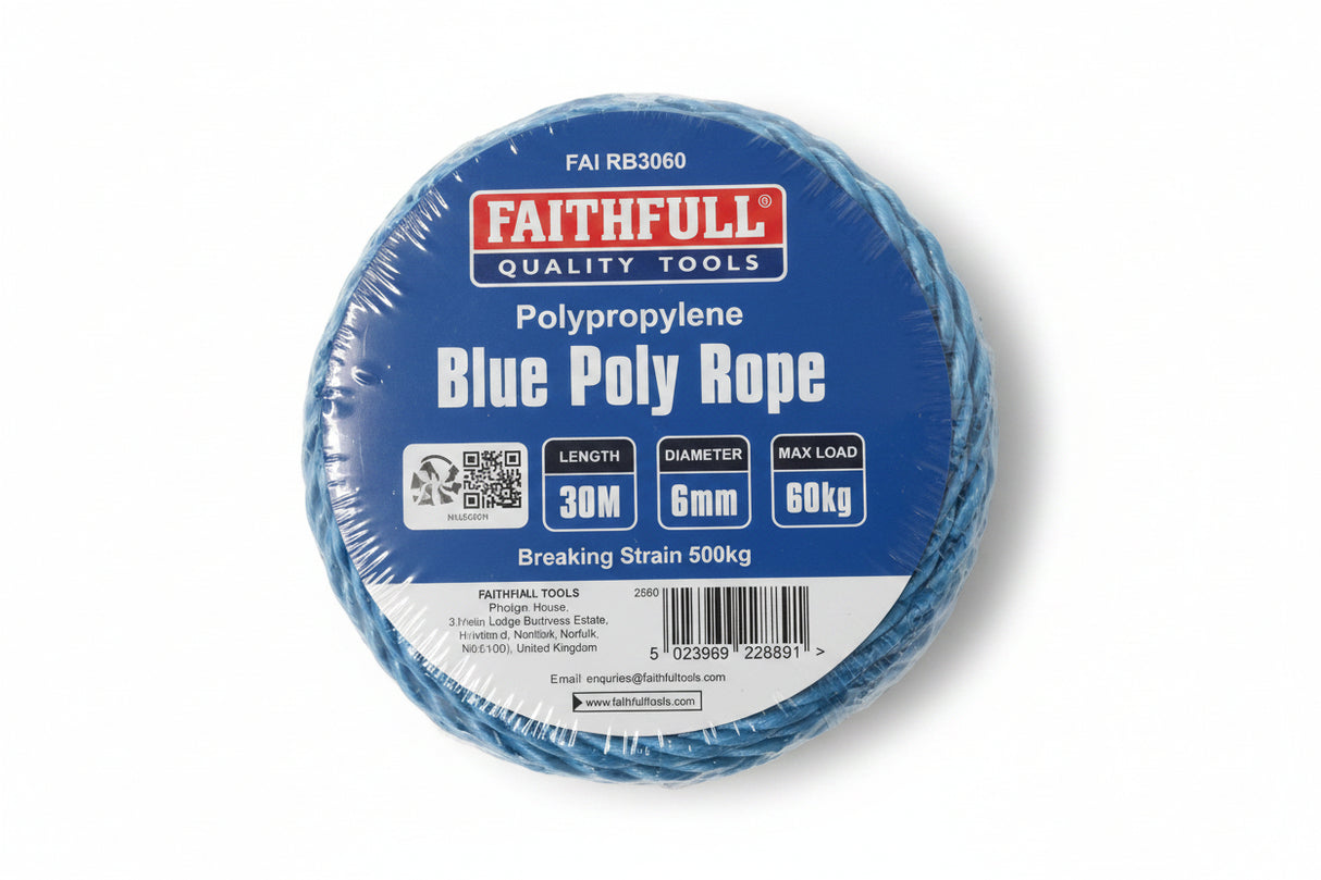 Faithfull Blue Poly Rope 6mm x 30m