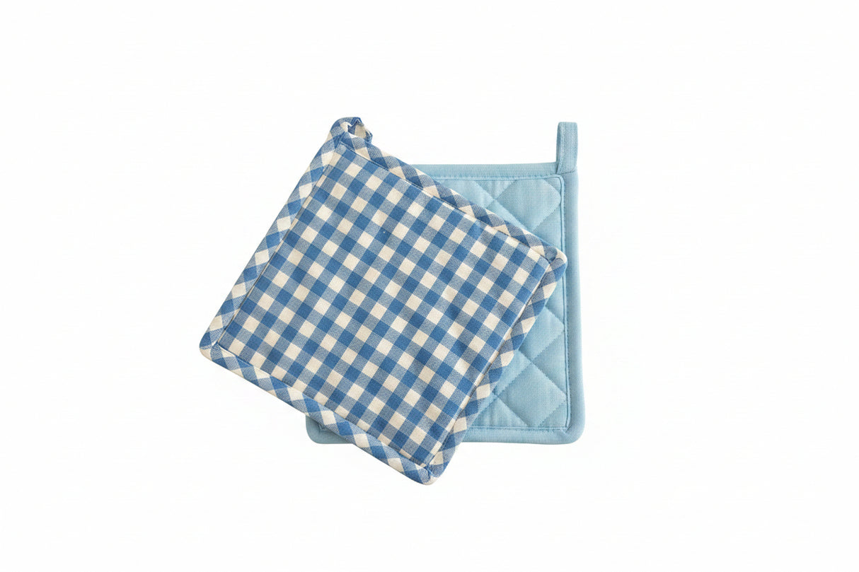POT HOLDER SET OF TWO SKY BLUE 20 X 20 CM