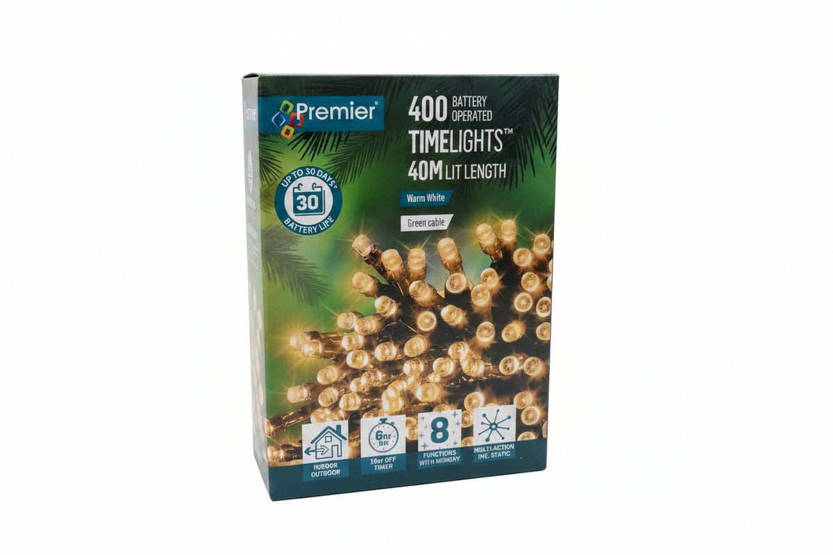 Premier 400 Battery Operated TimeLights Warm White 40m