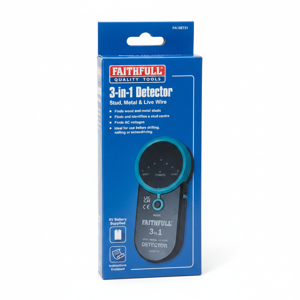 Faithfull 3-in-1 Detector Stud Metal & Live Wire