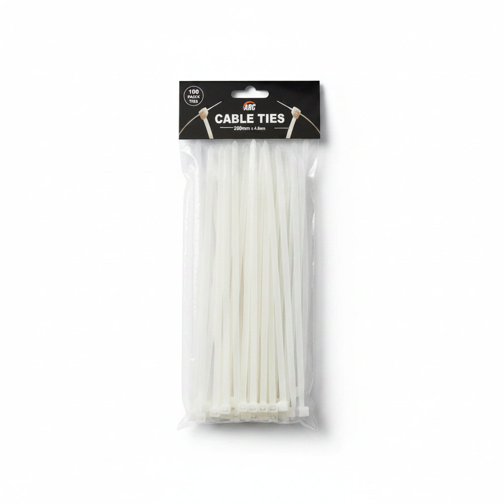 ARC Cable Ties Clear 4.8mm x 200mm Pack of 100