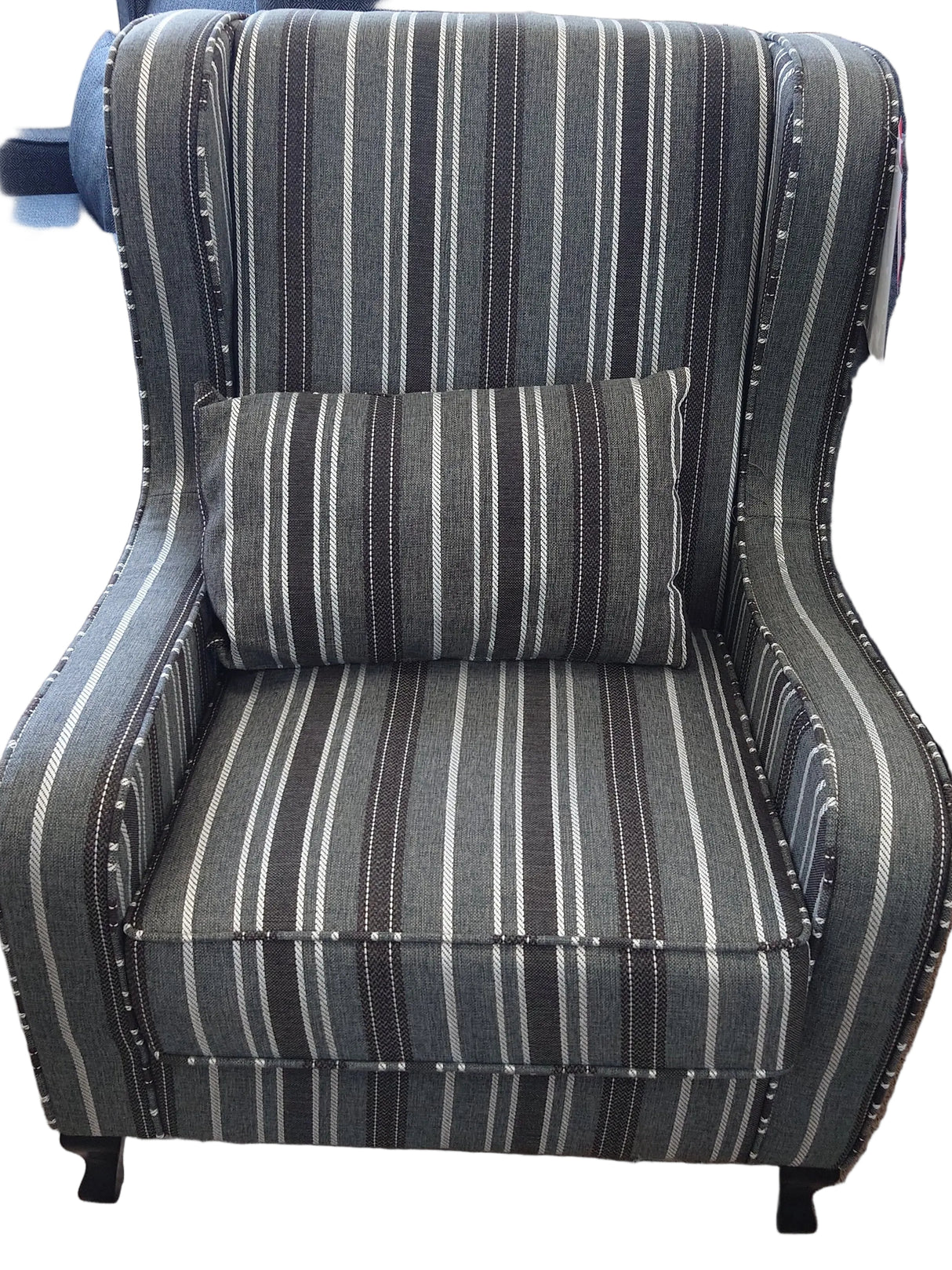SHERBORNE FIRESIDE CHAIR GREY STRIPE