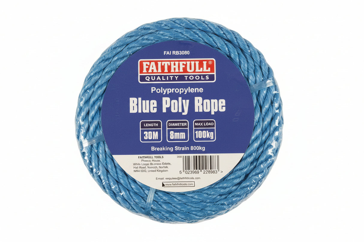 Faithfull Blue Poly Rope 8mm x 30m