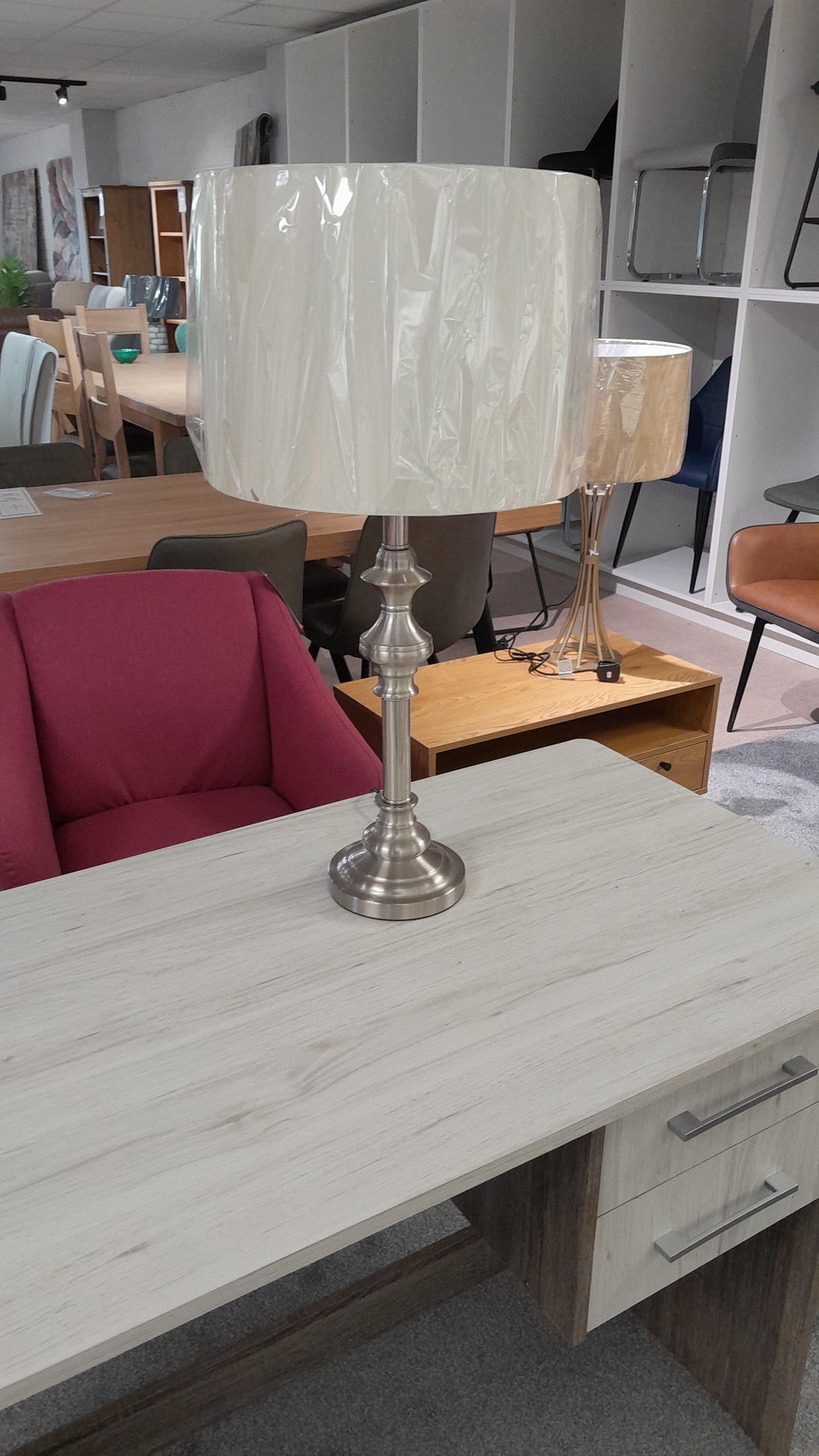 Table Lamp - Satin Nickel, inc shade