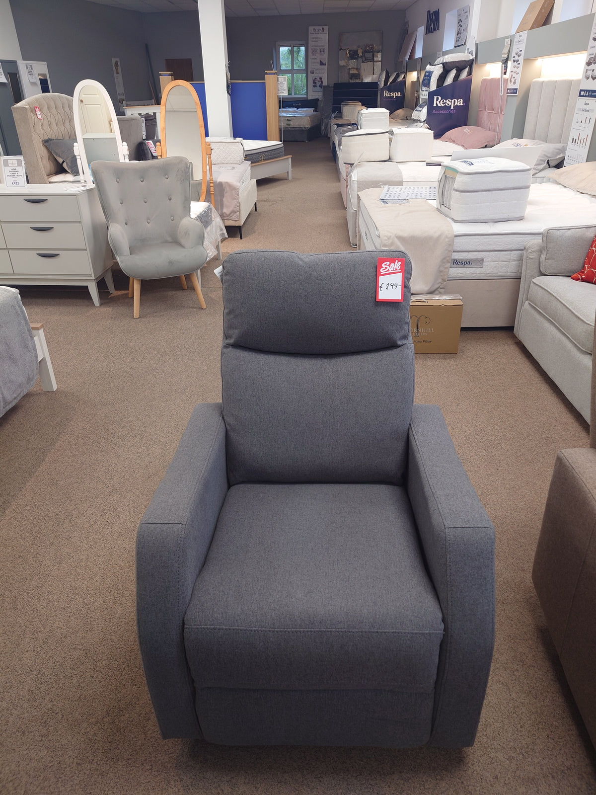 Moreno Single Recliner Dark Grey