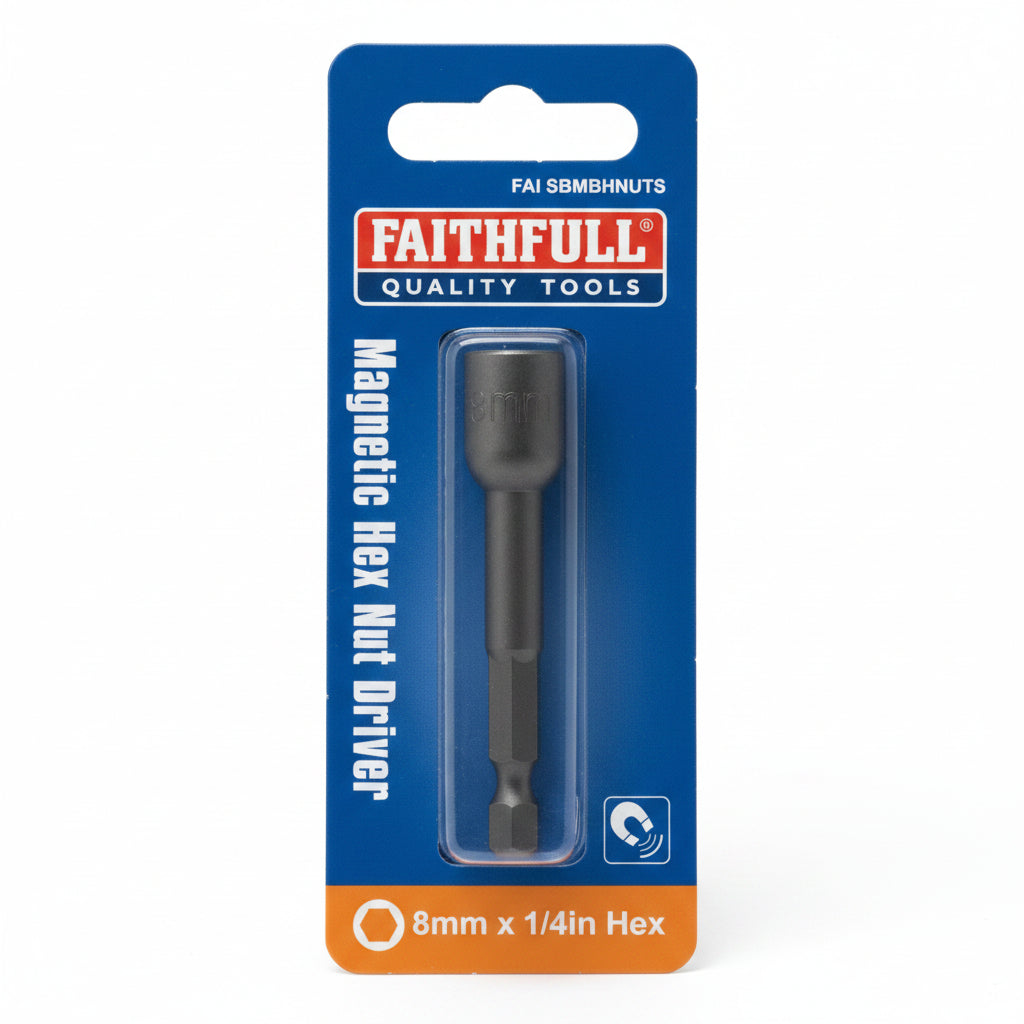 Faithfull Magnetic Hex Nut Driver 1/4" Hex 8.0mm