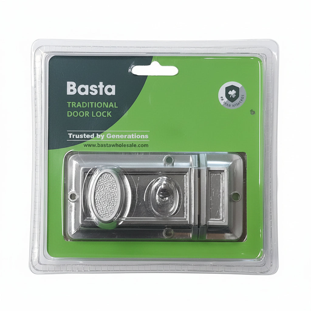 Basta Nickel Night Latch Traditional Door Lock Clam