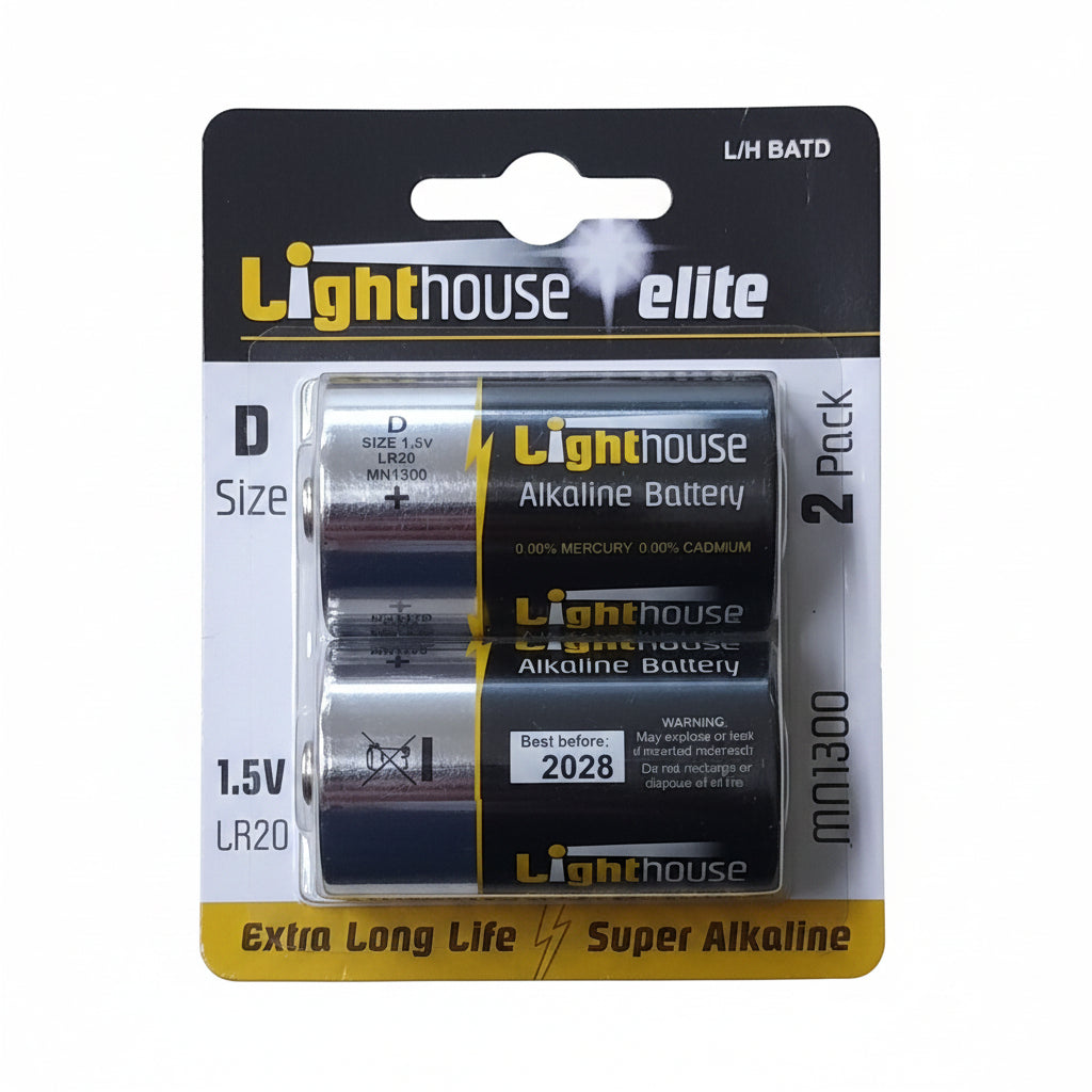 Lighthouse D LR20 Alkaline Batteries Pack of 2