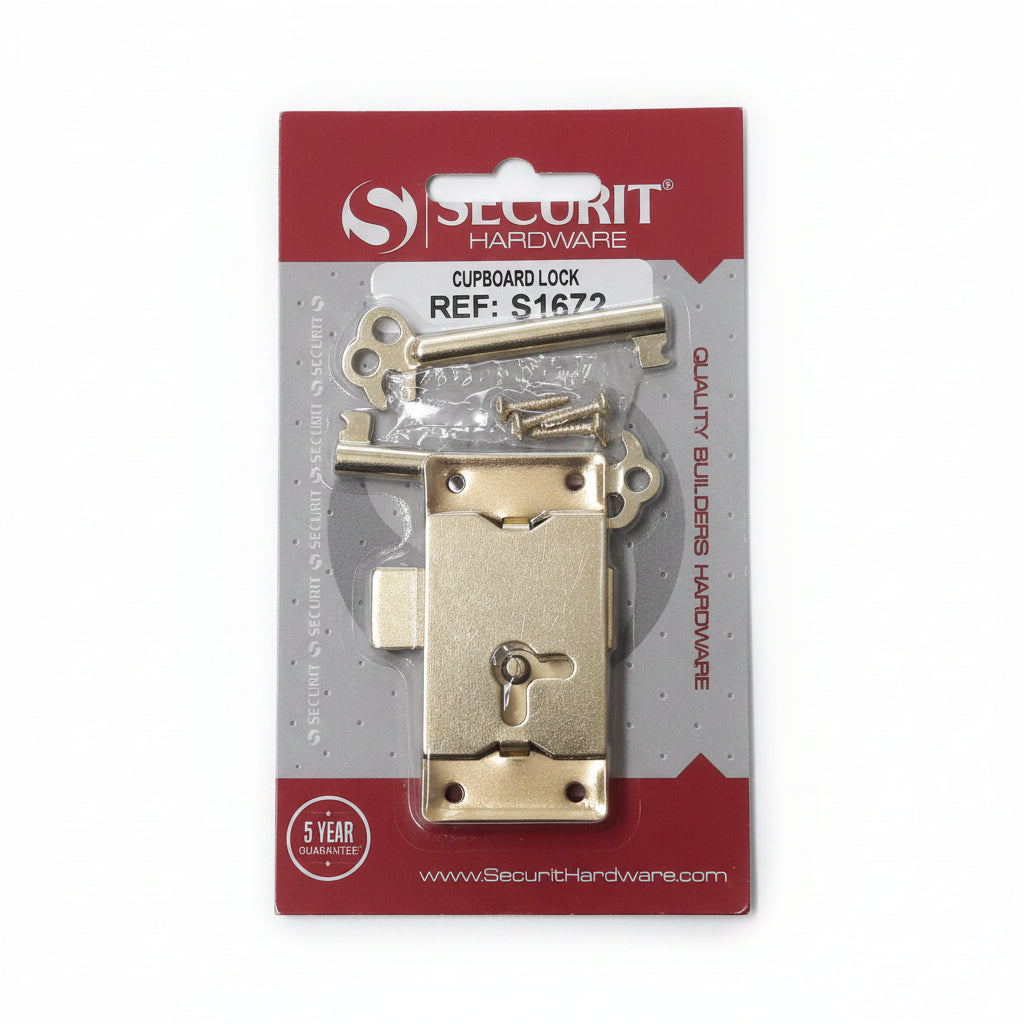 Cupboard Lock Brass Plated 63mm