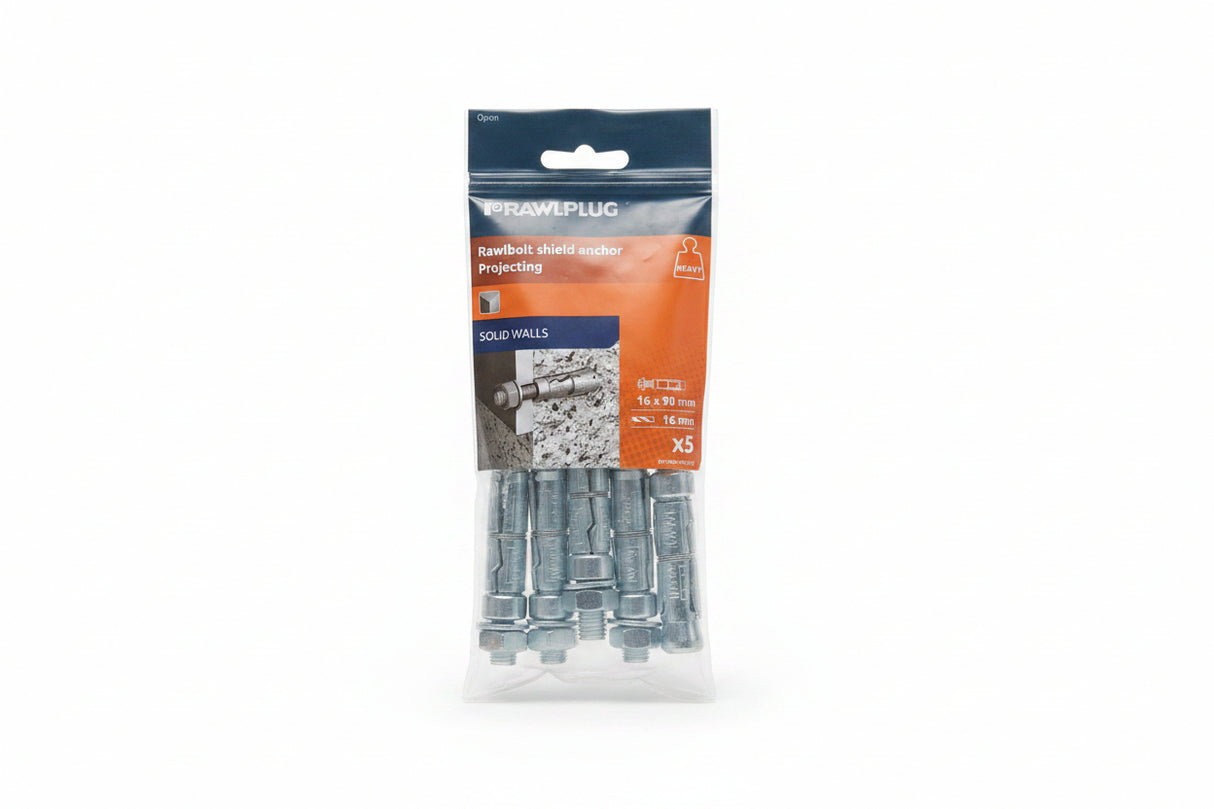 Rawlplug Rawbolt Shield Anchor Projecting M10 16mm x 90mm Pack of 5