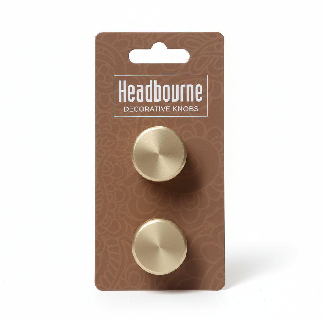 Headboure Decorative Knobs Precision Brushed Brass 30mm Pack of 2