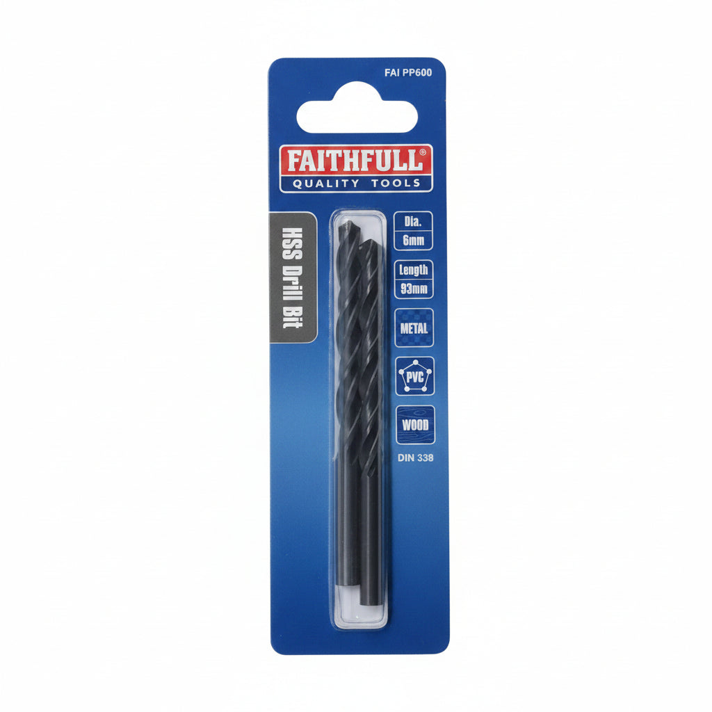 Faithfull HSS Jobber Drill Bits 6mm Pack of 2