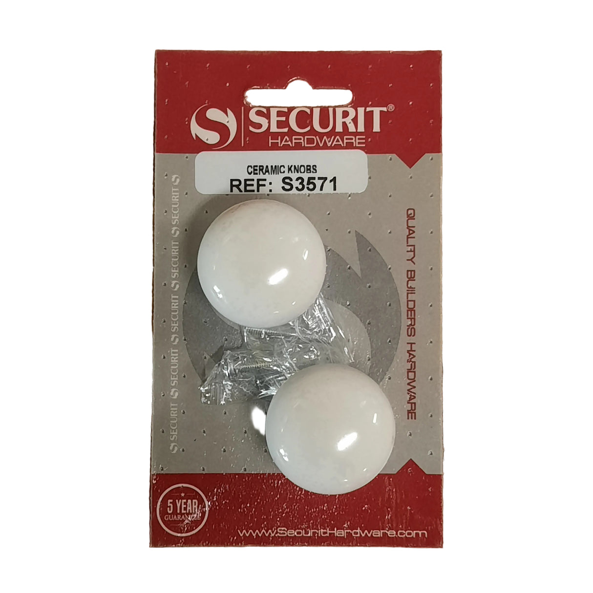 White Ceramic Knob 35mm Pack of 2