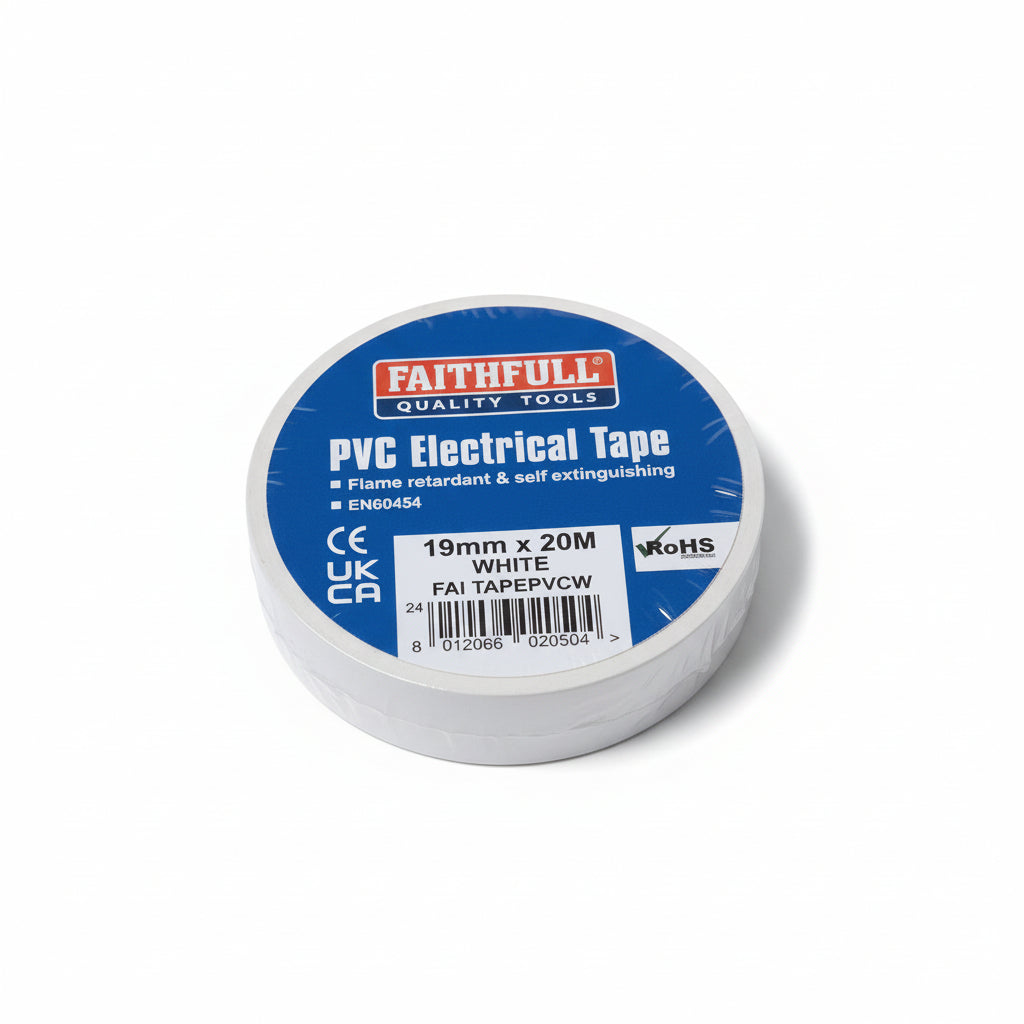 Faithfull PVC Electrical Tape White 19mm x 20m