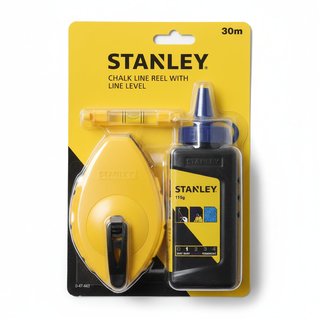 Stanley Chalk Line 30m Blue Chalk & Level