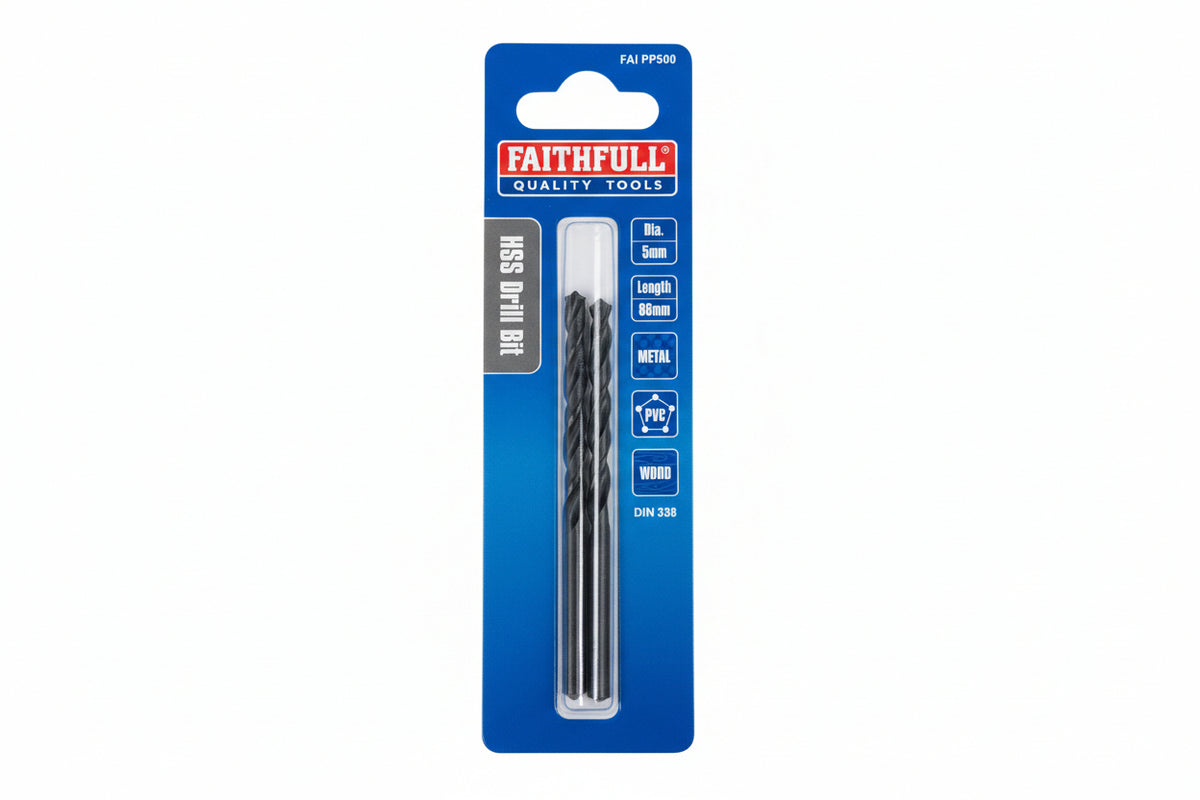 Faithfull HSS Jobber Drill Bit 5mm Pack of 2