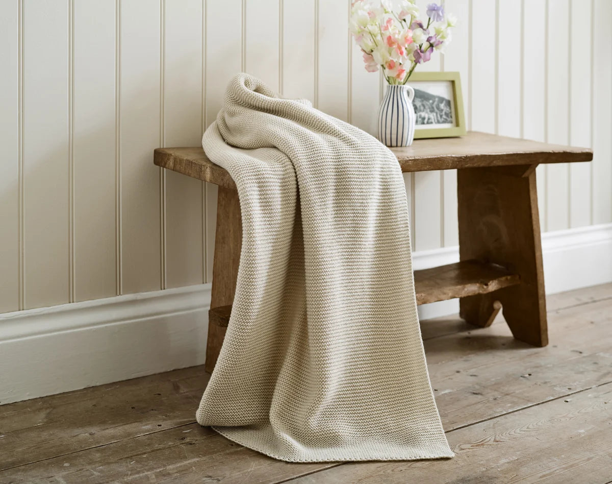 THROW SAUNTON STITCH 130 X 170 CM OATMEAL