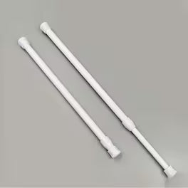 Adjustable tension rod extending from 40 cm to 60 cm for curtains and shower curtains.