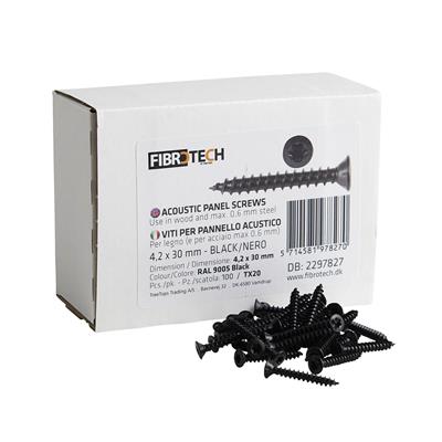 FIBROTECH PANEL SCREWS 100 BOX 4.2 X 30MM BLACK