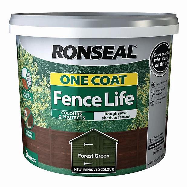 RONSEAL ONE COAT FENCE LIFE FOREST GREEN 9LT+ 33 %