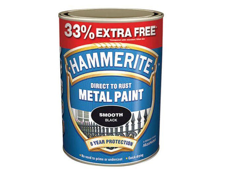 HAMMERITE METAL PAINT SMOOTH BLACK 750ML+33% FREE