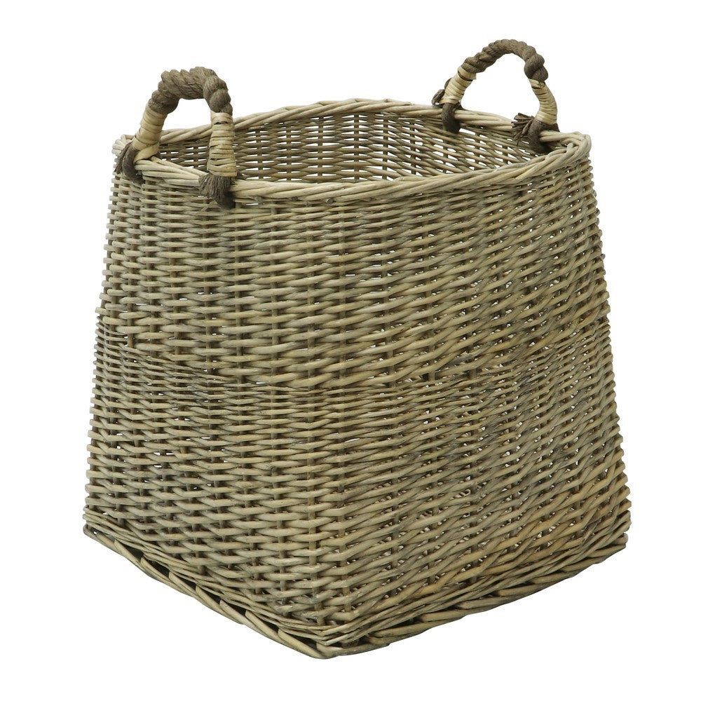 ANTIQUE WASH SQUARE LOG  BASKET