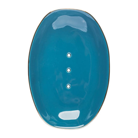soap dish classic indigo with gold rim