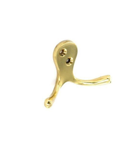 SECURIT BRASS DOUBLE ROBE HOOK 75MM