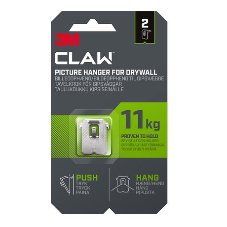 CLAW DRYWALL PICTURE HANGER 11KG 2 PACK 