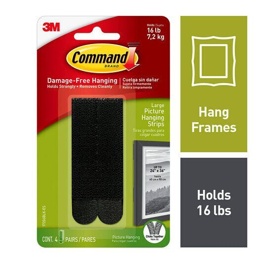 COMMAND PICTURE HANGING STRIPS LARGE BLACK