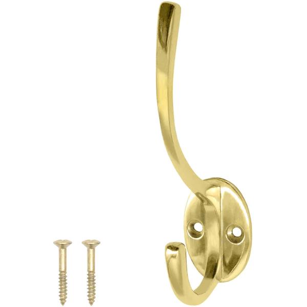 SECURIT HAT AND COAT HOOK BRASS 125MM