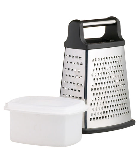 MASTERCLASS STAINLESS STEEL FOUR SIDED BOX GRATER WITH CONTAINER