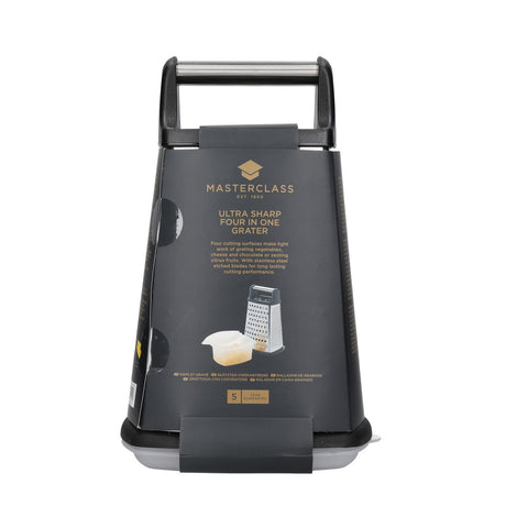 MASTERCLASS STAINLESS STEEL FOUR SIDED BOX GRATER WITH CONTAINER