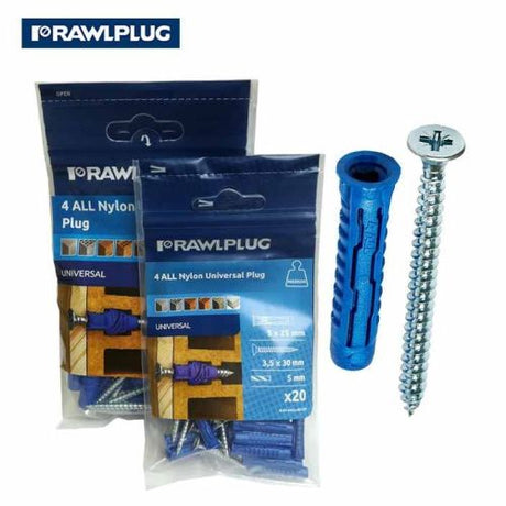 RAWLPLUG 4ALL UNIVERSAL PLUGS 5MM & SCREWS