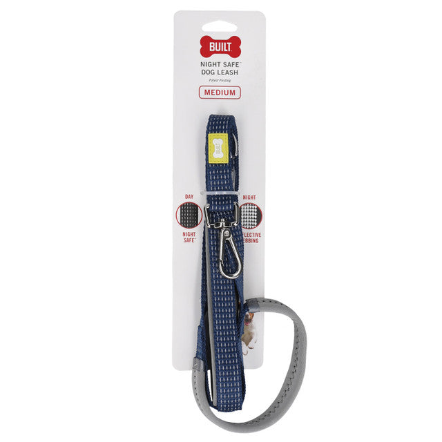 BUILT PET NIGHT SAFE REFLECTIVE LEAD MEDIUM BLUE