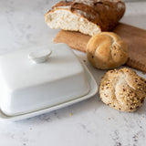 WHITE PORCELAIN COVERED BUTTER DISH