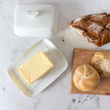 WHITE PORCELAIN COVERED BUTTER DISH