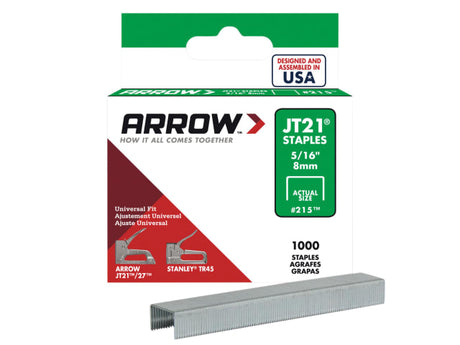ARROW JT21 8MM STAPLES 1000 BOX
