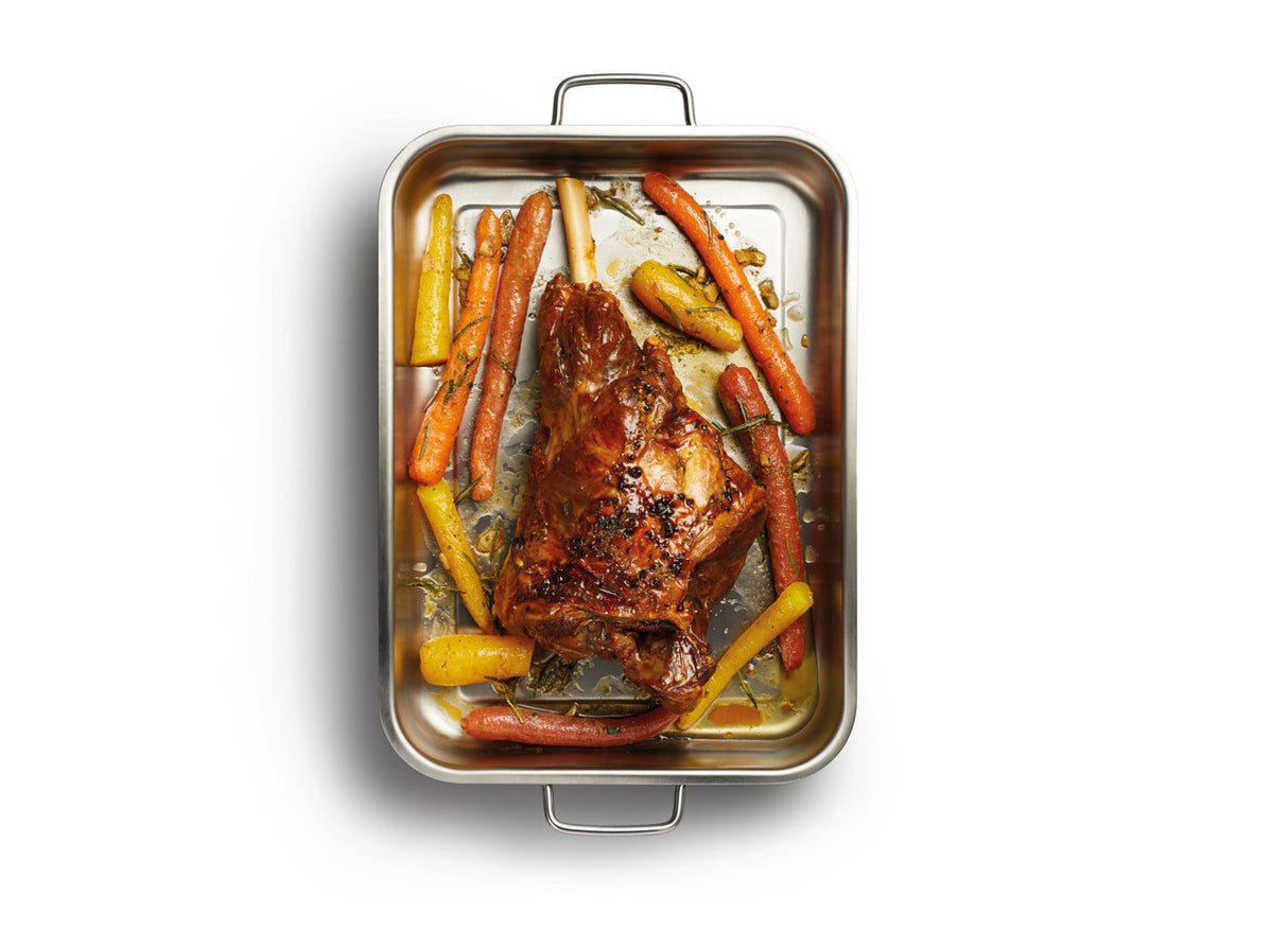 MASTERCLASS STAINLESS STEEL HEAVY DUTY ROASTING PAN 37CM X 27CM