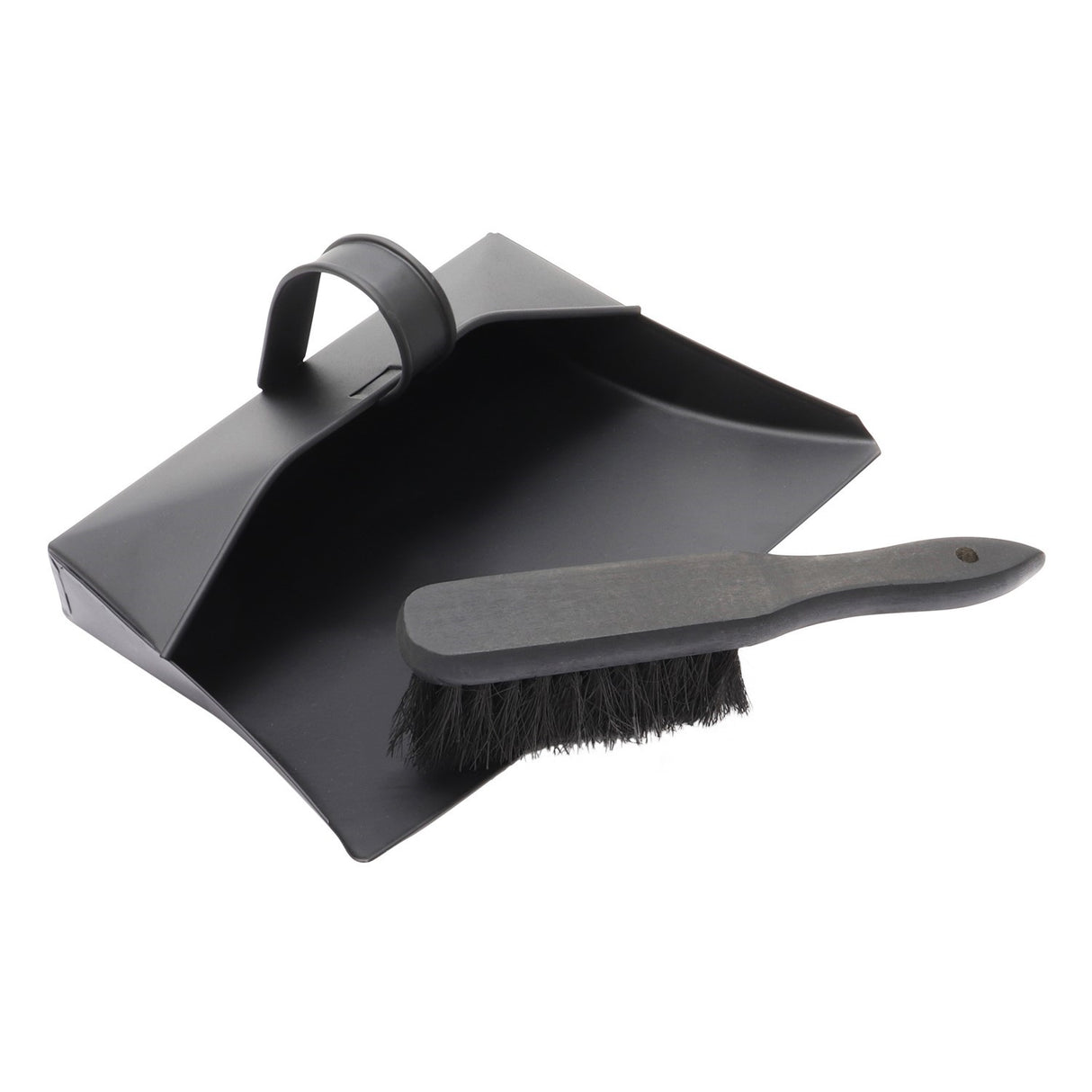 BLACK DUSTPAN AND BRUSH
