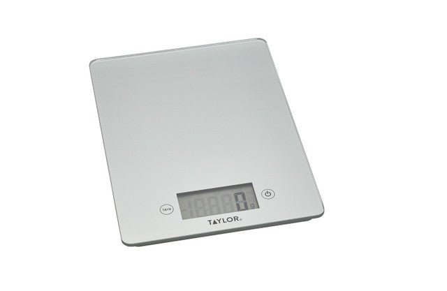 TAYLOR PRO GLASS DIGITAL SILVER KITCHEN SCALES 5KG