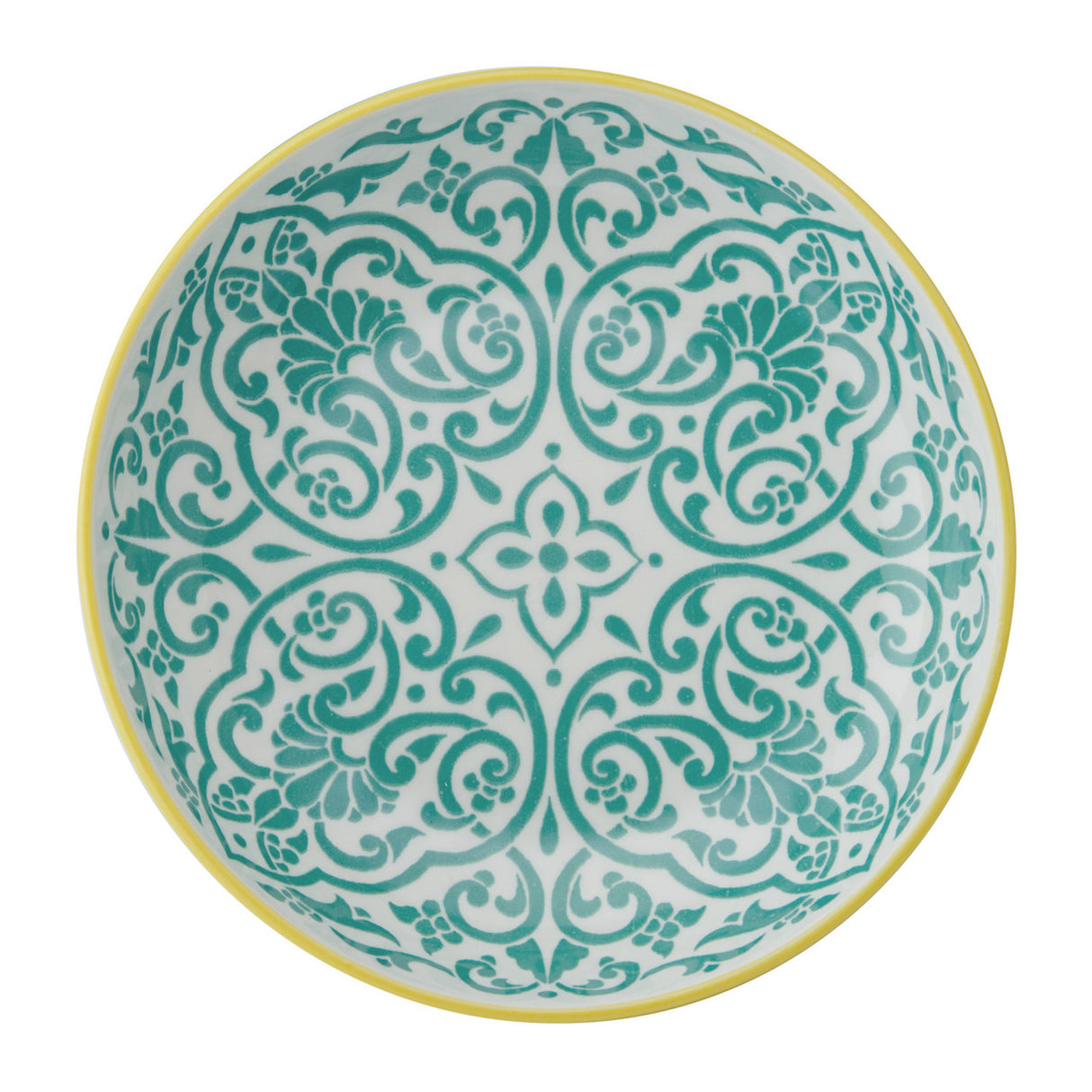 MIKASA YELLOW & BLUE GEOMETRIC STONEWARE BOWL 21CM