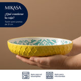MIKASA YELLOW & BLUE GEOMETRIC STONEWARE BOWL 21CM